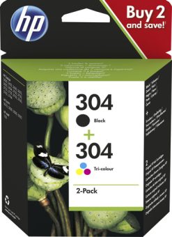 HP Originale 304-blækpatroner i dobbeltpakke, sort/trefarvet