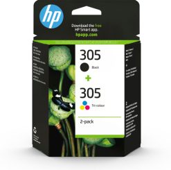 HP 305 2 stk. trefarvede/sort originale blækpatroner