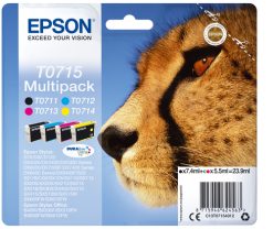Epson T0715 blækpatron 1 stk Original Sort, Blå, Magenta, Gul