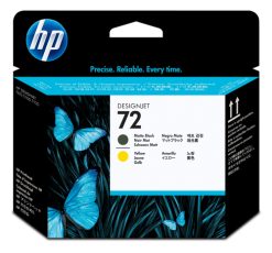 HP 72 DesignJet-skrivehoved, mat sort og gul