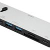 Deltaco USBC-HDMI21 dockingstation Trådløs Sort, Sølv