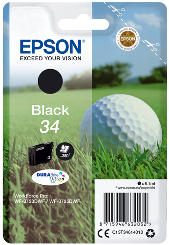 Epson Golf ball C13T34614010 blækpatron 1 stk Original Standard udbytte Sort