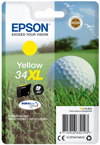 Epson Golf ball C13T34744010 blækpatron 1 stk Original Højt (XL) udbytte Gul