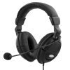 Deltaco Headset med mikrofon, volumenkontrol på kablet, 2x3,5mm, 2m kabel, sort