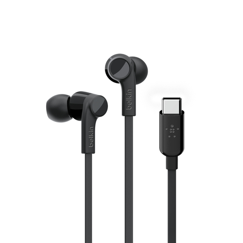 Belkin ROCKSTAR Hovedtelefoner Ledningsført I ørerne Opkald/musik USB Type-C Sort