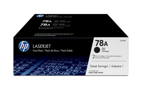 HP Originale 78A LaserJet-tonerpatroner, sort, 2-pak
